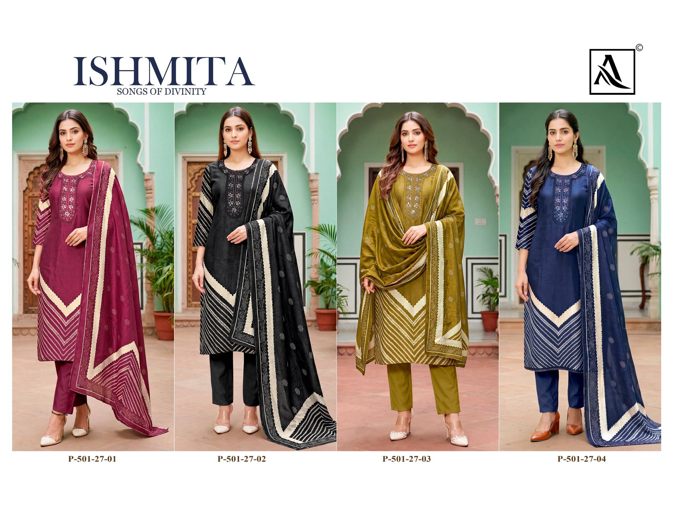 ISHMITA By Alok Suit Indian Traditional casual wear Pakistani Viscose Maslin dresses At Wholesale Price